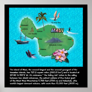 Poster Carte de Maui