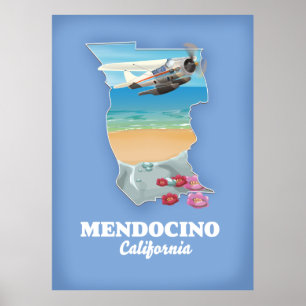 Poster carte de Mendocino Californie