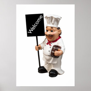 Poster Carte de menu de bienvenue - Cuisinier