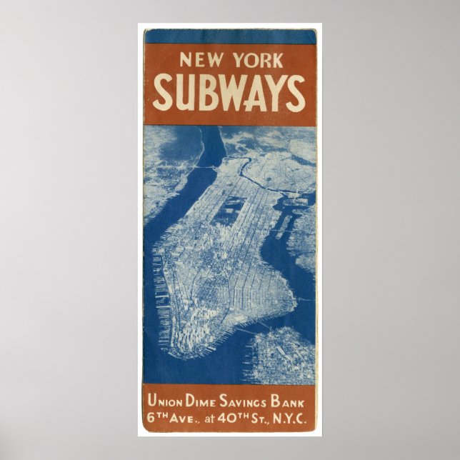 POSTER CARTE DE MÉTRO NEW YORK 1940 (Devant)