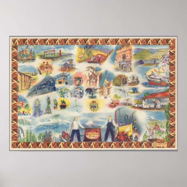 Poster Carte de Mexico et de l'environnement (Devant)