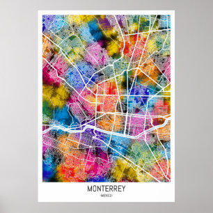 Poster Carte de Mexico Monterrey