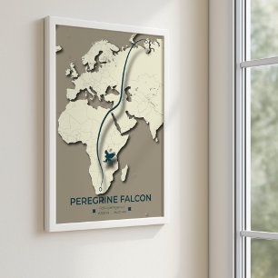 Poster Carte de migration de faucon pèlerin - Minimaliste