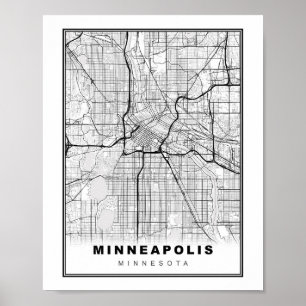 Poster Carte de Minneapolis