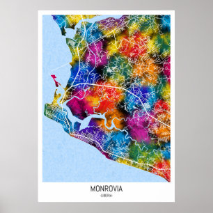 Poster Carte de Monrovia Liberia
