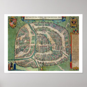 Poster Carte de Moscou, de 'Civitates Orbis Terrarum' par