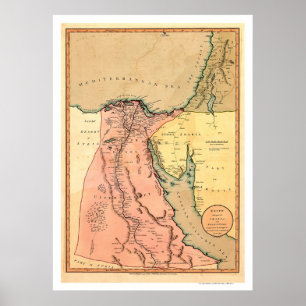 Poster Carte de Moyen-Orient Egypte - 1800