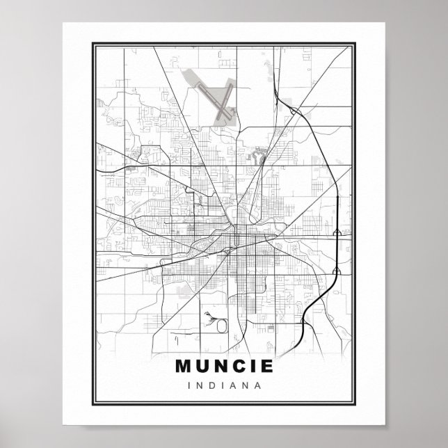 Poster Carte de Muncie (Devant)