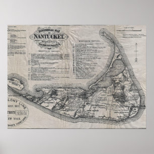 Poster Carte de Nantucket vintage