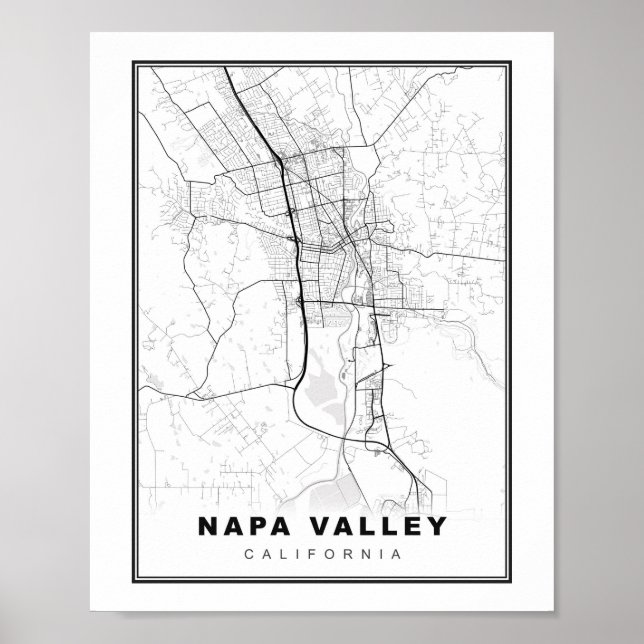 Poster Carte de Napa Valley (Devant)