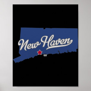 Poster Carte de New Haven Connecticut Ct