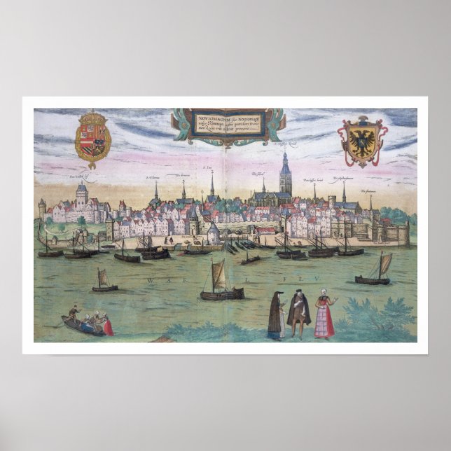 Poster Carte de Nijmegen, de 'Civitates Orbis Terrarum' b (Devant)