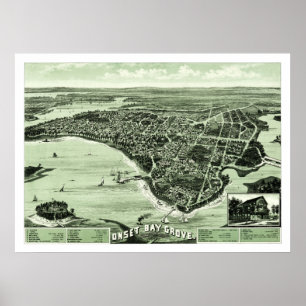 Poster Carte de Onset Bay Grove à Wareham, MA de 1885