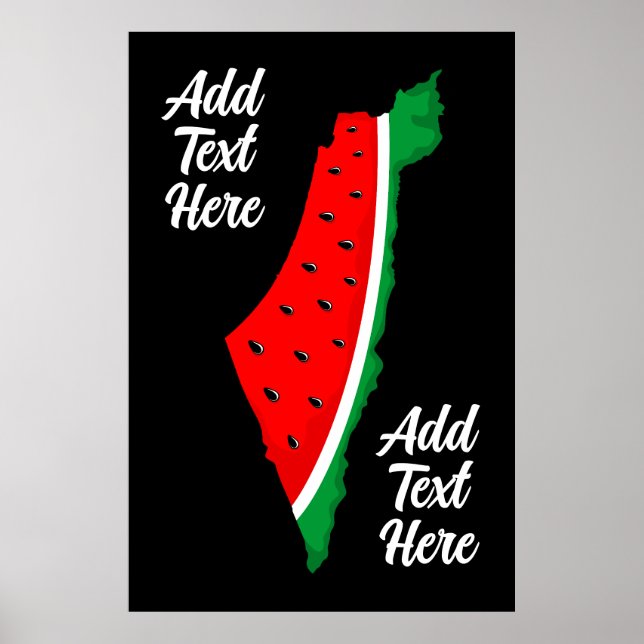 Poster Carte de Palestine Watermelon Symbole de la libert (Devant)