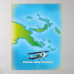 Poster carte de papouasie-nouvelle-guinée.
