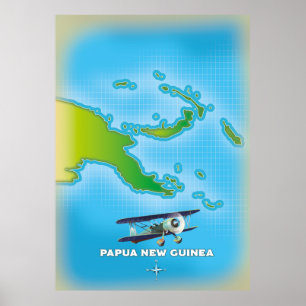 Poster carte de papouasie-nouvelle-guinée.