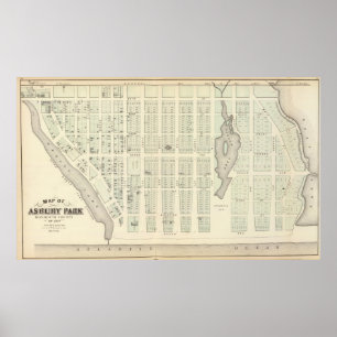 Poster Carte de parc d'Asbury, le comté de Monmouth, New