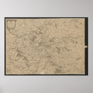 Poster Carte de Paris 1780, carte de ville historique, pl