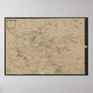 Poster Carte de Paris 1780, carte de ville historique, pl