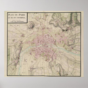 Poster Carte de Paris et de ses environs