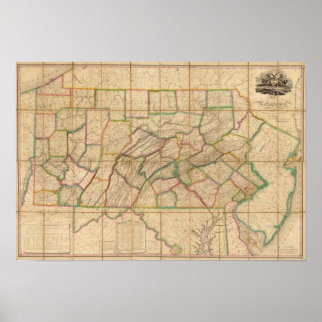 Poster Carte de Pennsylvanie (Devant)