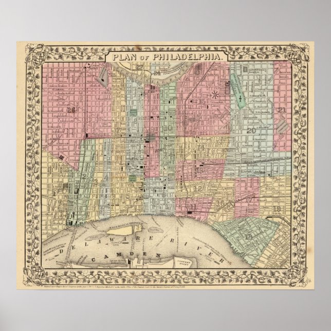 Poster Carte de Philadelphie par Mitchell (Devant)