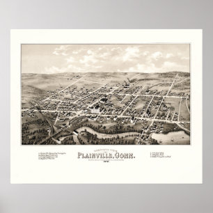 Poster Carte de Plainville, CT de 1878