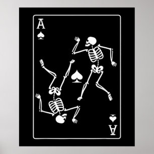 Poster Carte de Poker Ace Jeu Carte Skeleton