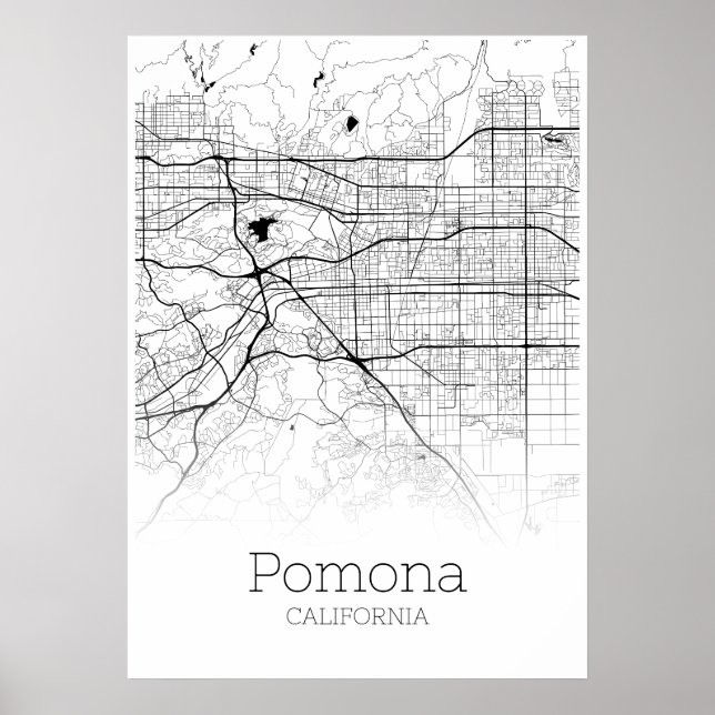 Poster Carte de Pomona - Californie - Carte de la ville P (Devant)