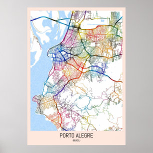 Poster Carte de Porto Alegre Brésil