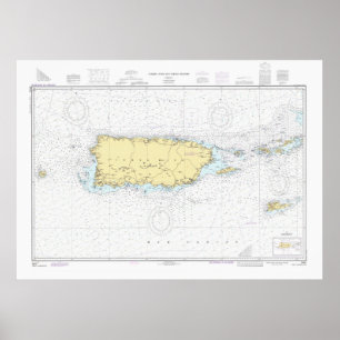 Poster Carte de Porto Rico (1981) Carte de l'île d'Enchan