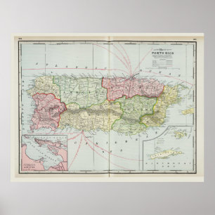 Poster Carte de Porto Rico par F. Cram (1901)
