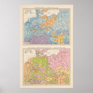 Poster Carte de précipitations de l'Allemagne