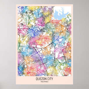 Poster Carte de Quezon City Philippines