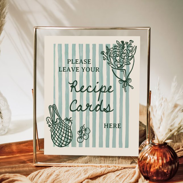 Poster Carte de recette de douche nuptiale dessinée à la  (Créateur téléchargé)