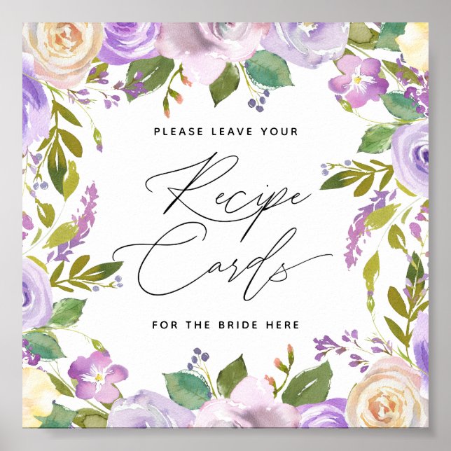 Poster Carte de recette d'écriture calligraphique à fleur (Devant)