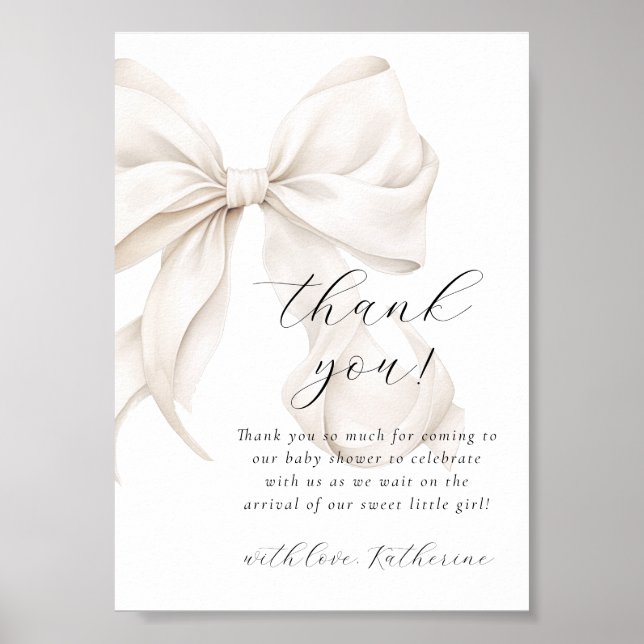 Poster Carte de remerciements de Baby shower blanc (Devant)