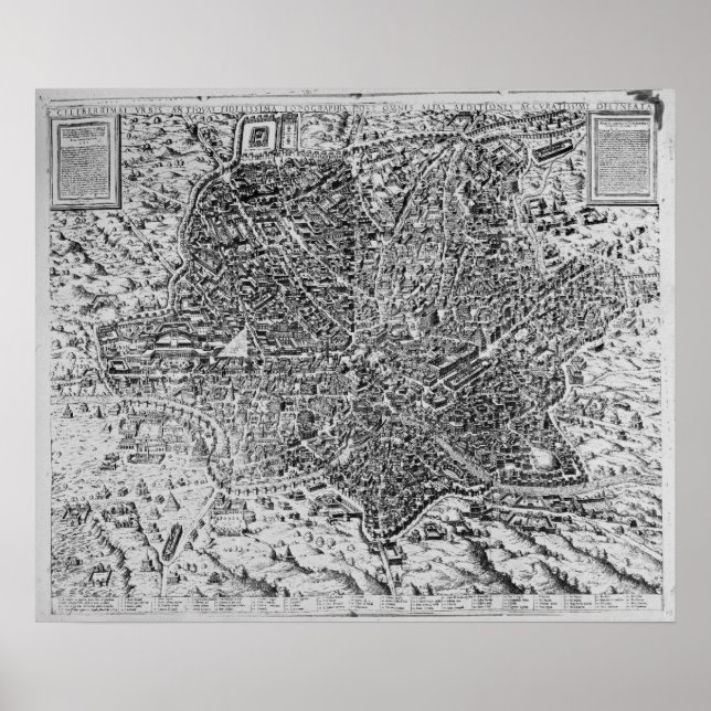 Poster Carte de Rome, 1579 (Devant)