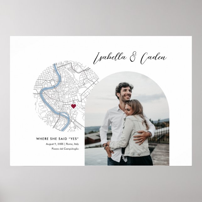 Poster Carte de Rome Mariage Fiançailles cadeau photo (Devant)
