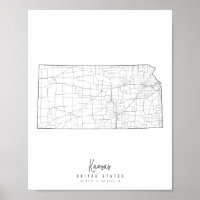 Carte de rue minimale du Kansas