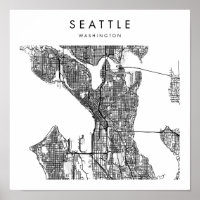 Carte de rue moderne minimaliste de Seattle Washin