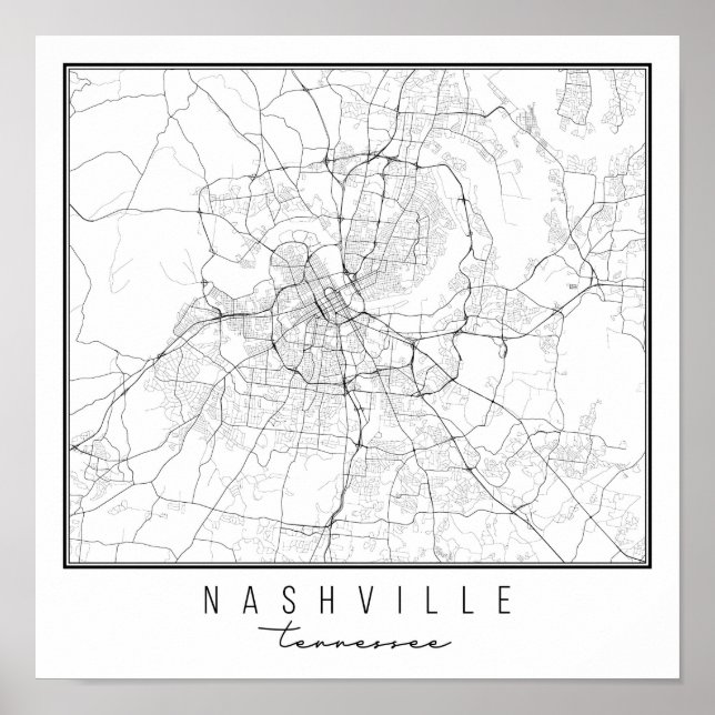 Poster Carte de rue Nashville Tennessee (Devant)