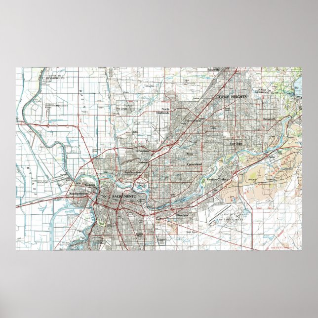 Poster Carte de Sacramento California (1994) (Devant)