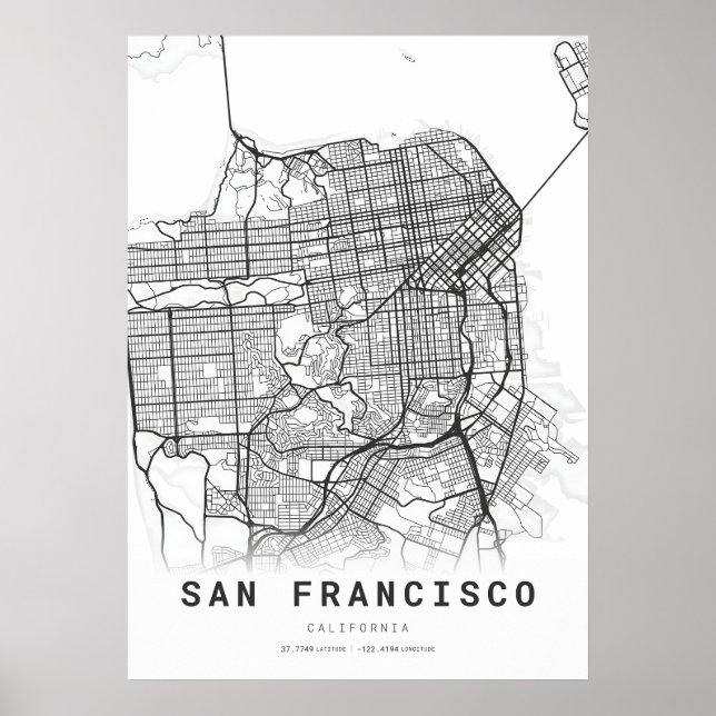 Poster Carte de San Francisco (Devant)