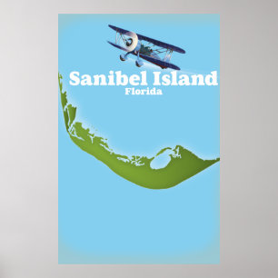 Poster Carte de Sanibel Island Floride