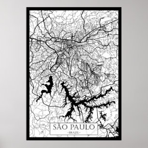 Poster Carte de São Paulo Brésil