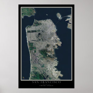 Poster Carte de satellite de San Francisco la Californie