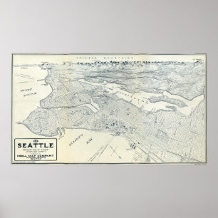 POSTER CARTE DE SEATTLE 1925