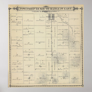 Poster Carte de section de T23S R27E Tulare County