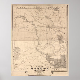 Poster Carte de section du territoire du Dakota